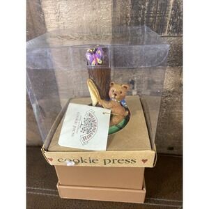 Wilton SHAKER HEARTH Vintage Ceramic Cookie Stamp BEAR WITH BUTTERFLY Sealed Box